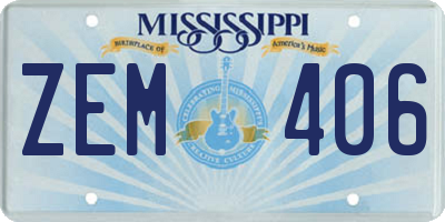 MS license plate ZEM406