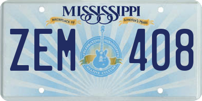 MS license plate ZEM408