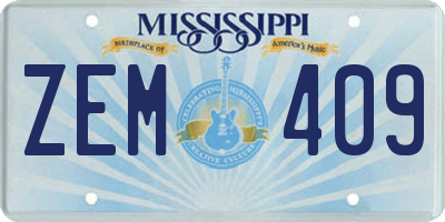 MS license plate ZEM409