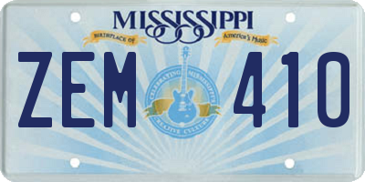 MS license plate ZEM410