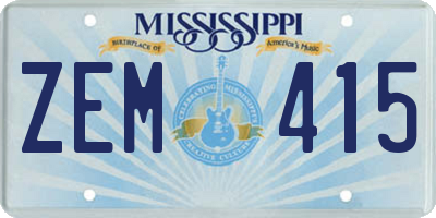 MS license plate ZEM415