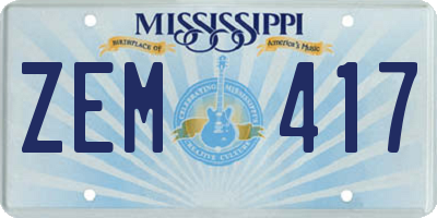 MS license plate ZEM417