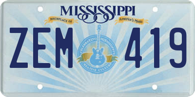 MS license plate ZEM419