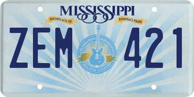MS license plate ZEM421