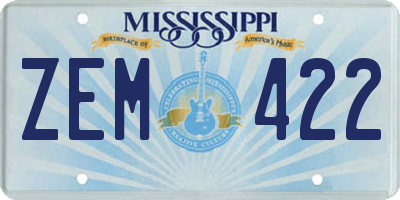 MS license plate ZEM422