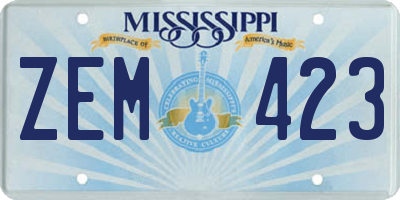 MS license plate ZEM423