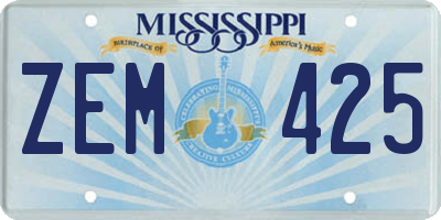 MS license plate ZEM425