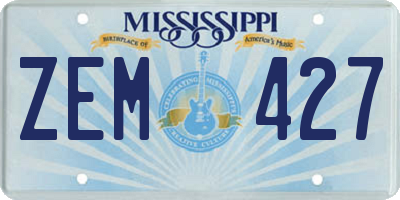MS license plate ZEM427