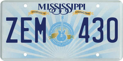 MS license plate ZEM430