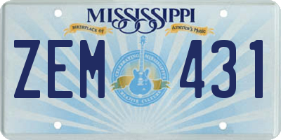 MS license plate ZEM431