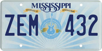 MS license plate ZEM432