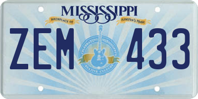 MS license plate ZEM433