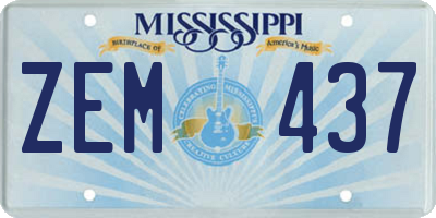 MS license plate ZEM437