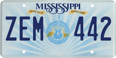 MS license plate ZEM442