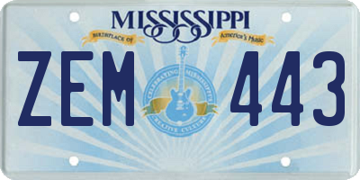 MS license plate ZEM443