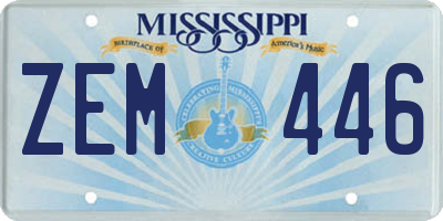 MS license plate ZEM446