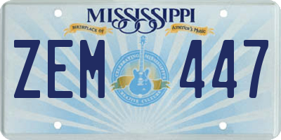 MS license plate ZEM447