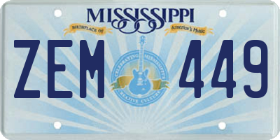MS license plate ZEM449