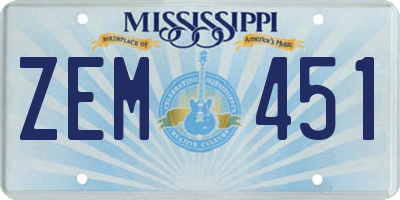 MS license plate ZEM451
