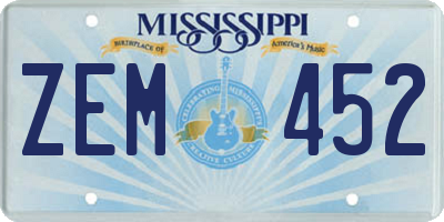 MS license plate ZEM452