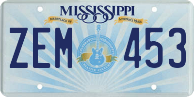 MS license plate ZEM453