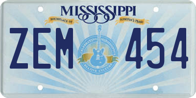MS license plate ZEM454
