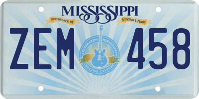 MS license plate ZEM458