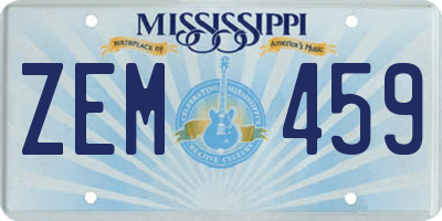 MS license plate ZEM459