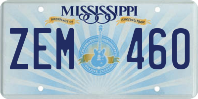MS license plate ZEM460