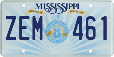 MS license plate ZEM461