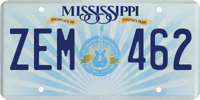 MS license plate ZEM462
