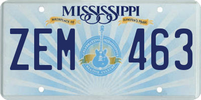 MS license plate ZEM463