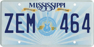 MS license plate ZEM464