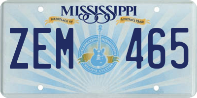 MS license plate ZEM465