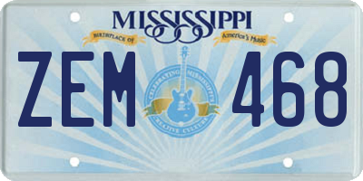 MS license plate ZEM468