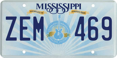 MS license plate ZEM469