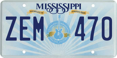 MS license plate ZEM470