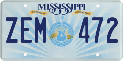 MS license plate ZEM472