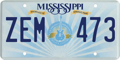 MS license plate ZEM473