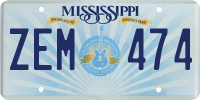 MS license plate ZEM474