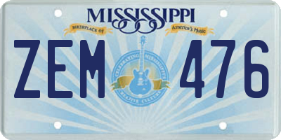 MS license plate ZEM476