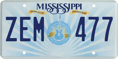 MS license plate ZEM477
