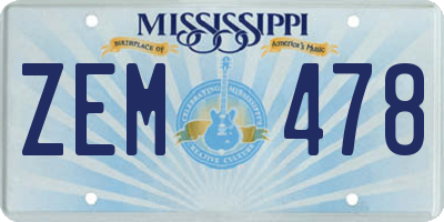 MS license plate ZEM478