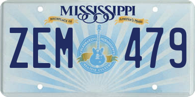 MS license plate ZEM479