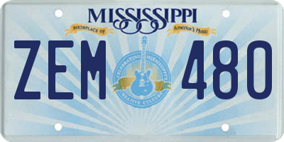 MS license plate ZEM480