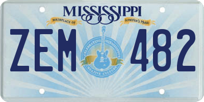 MS license plate ZEM482