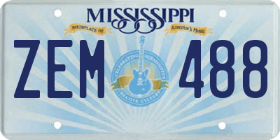 MS license plate ZEM488