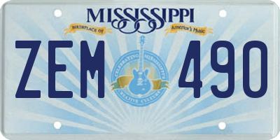 MS license plate ZEM490
