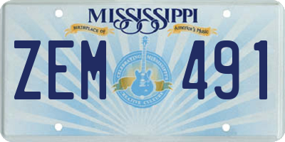 MS license plate ZEM491