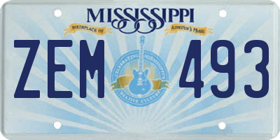 MS license plate ZEM493